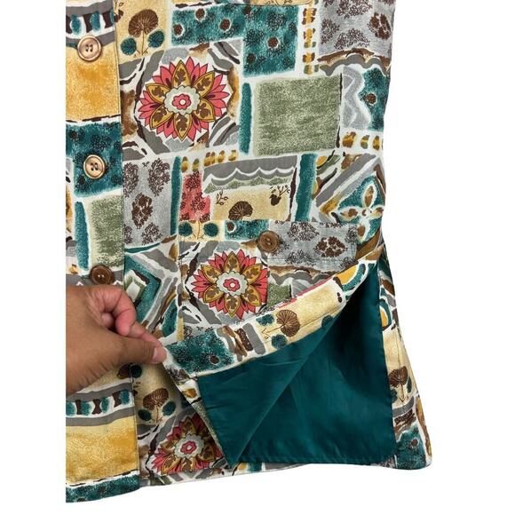 Bogari Vest Women's Medium Multicolor Bohemian Aztec Floral Print 100% Silk Long - Picture 4 of 10